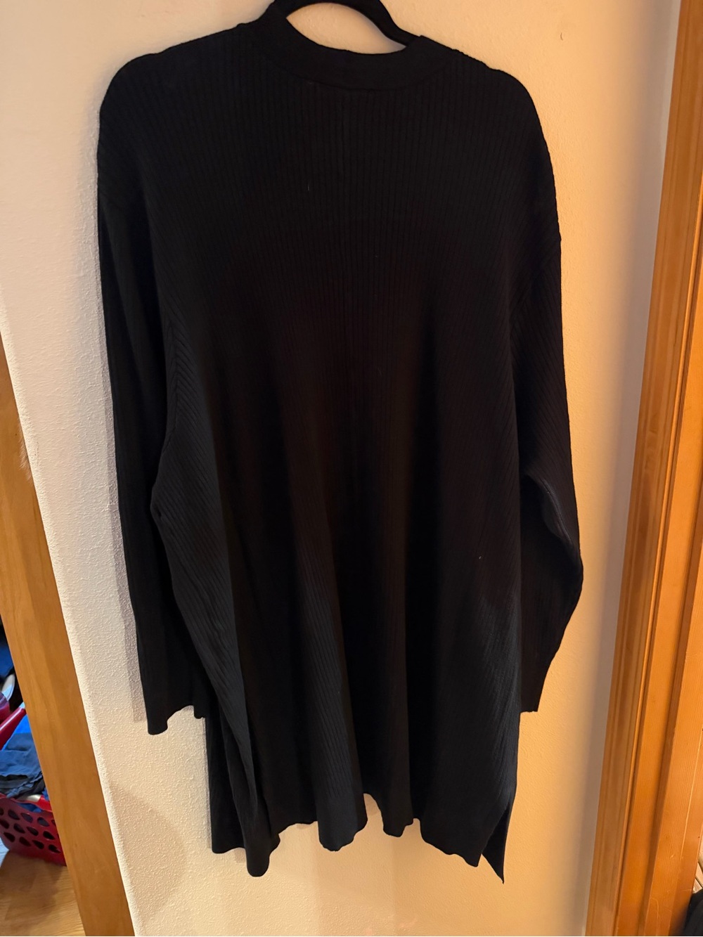 Black Ribbed Open-Front Cardigan - Picture 7 of 7